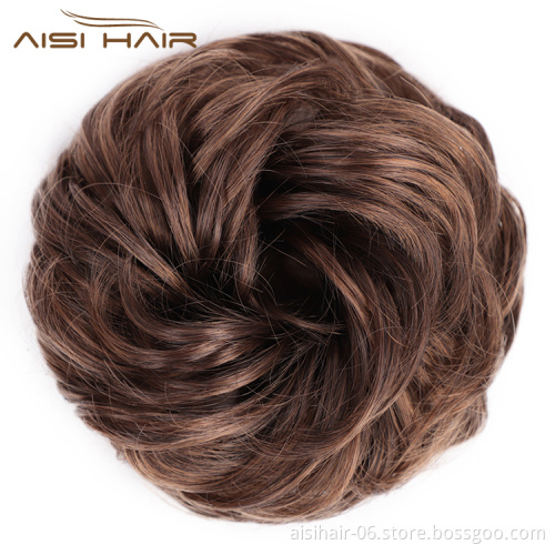 Aisi Hair Synthetic Multi Color Chignon Donut Curly Bun Pad Chignon Elastic Rope Rubber Band Ribbon Ponytail Extension For Women